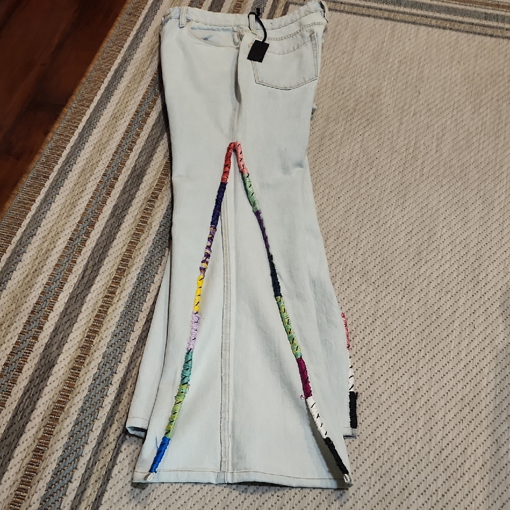 Blank NYC Light Blue Jeans with Multicolor Detail